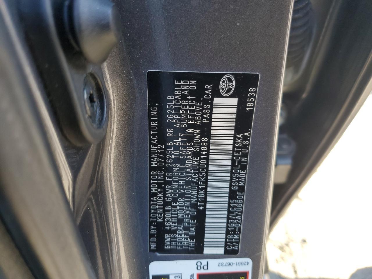 2012 TOYOTA CAMRY