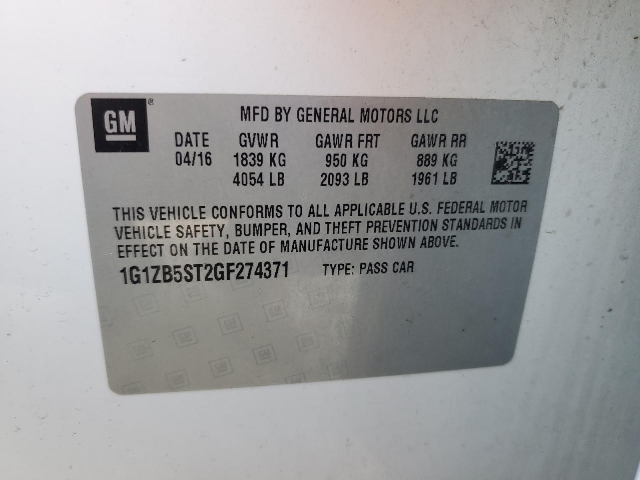 2016 CHEVROLET MALIBU