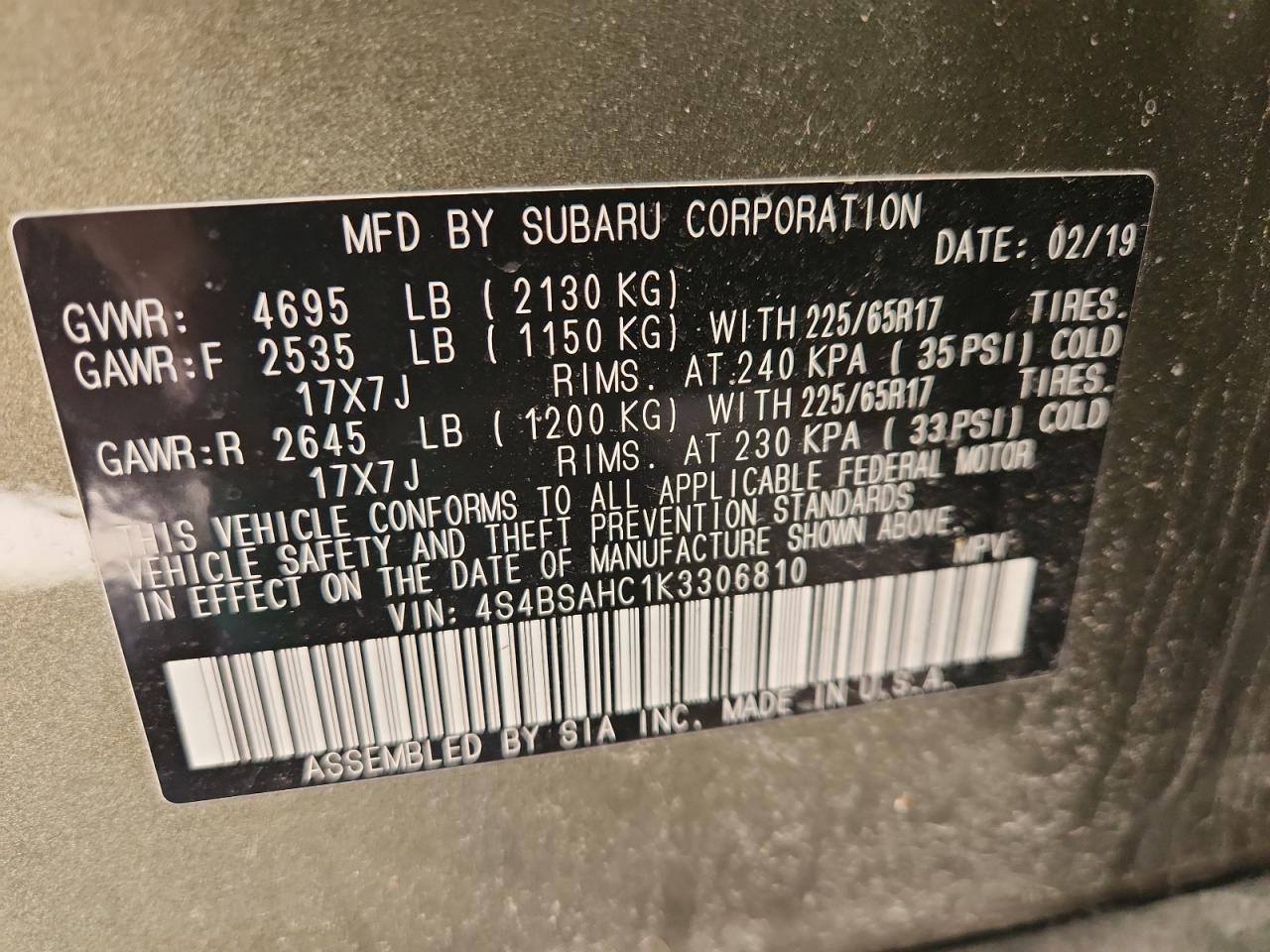 2019 SUBARU Outback