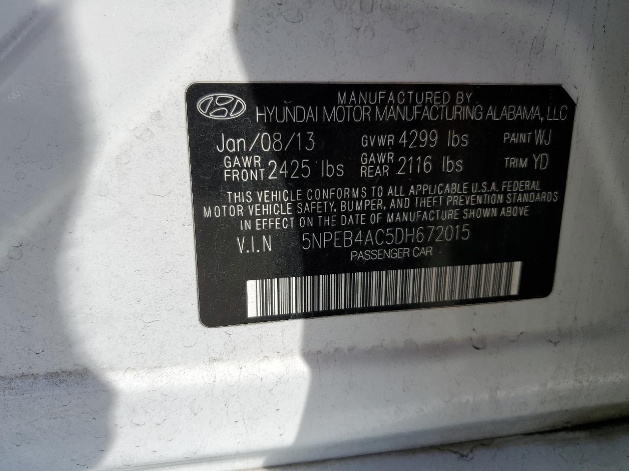 2013 HYUNDAI SONATA