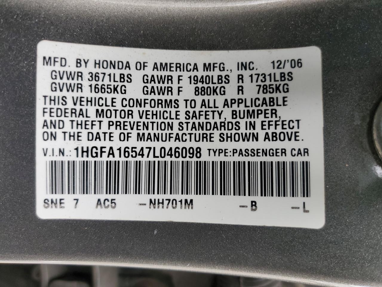 2007 HONDA CIVIC