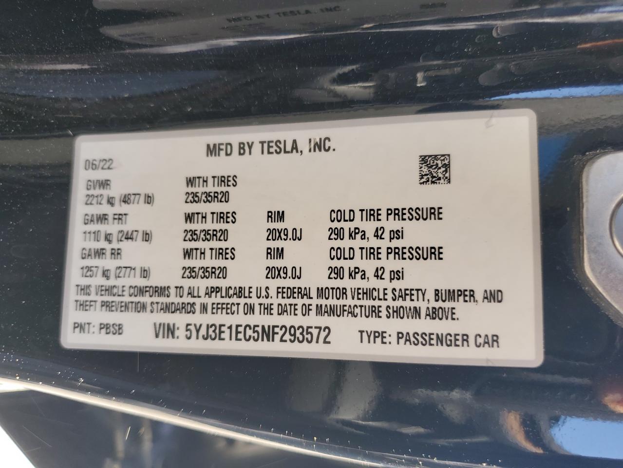 2022 TESLA MODEL 3
