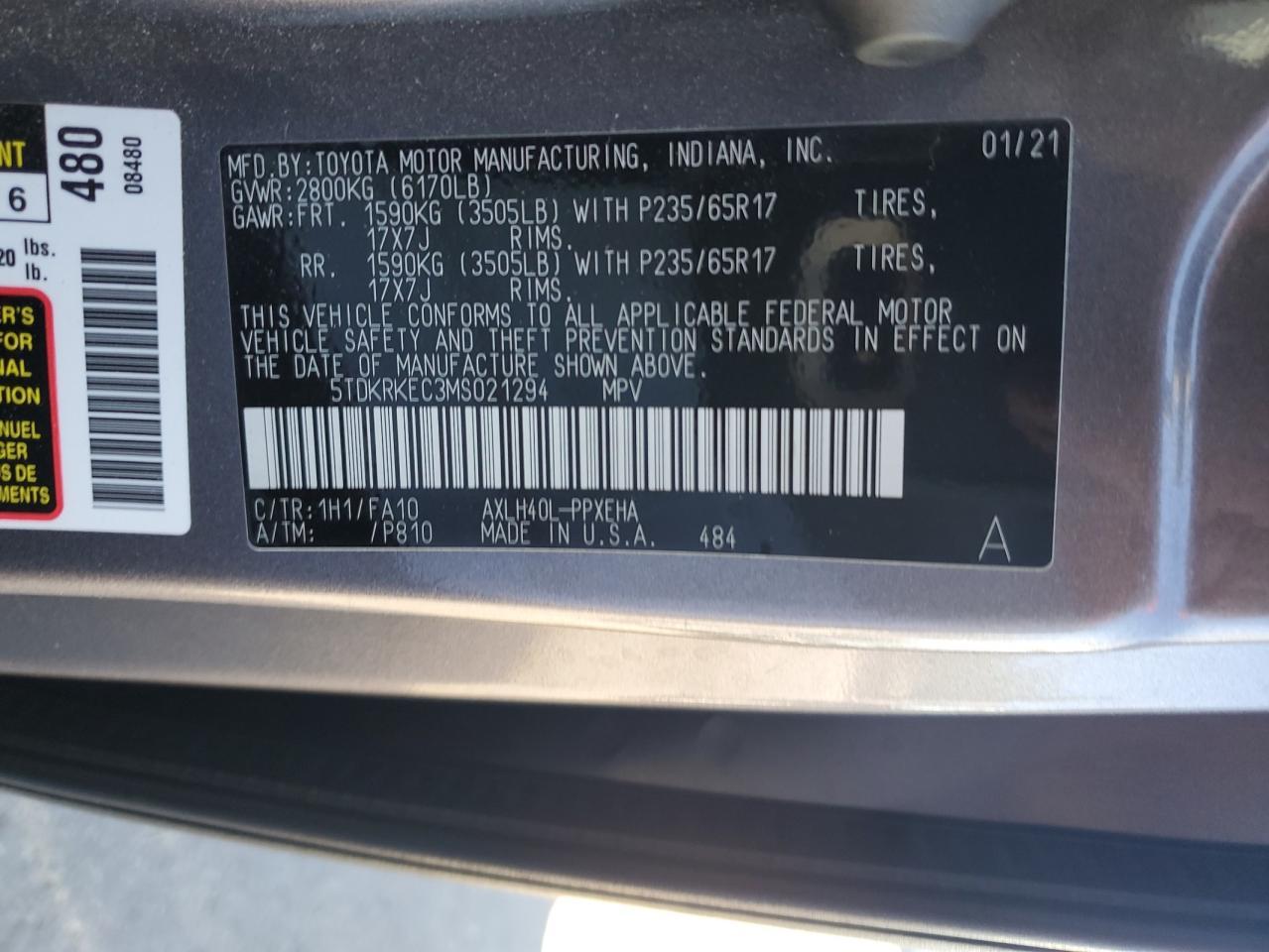 2021 TOYOTA SIENNA