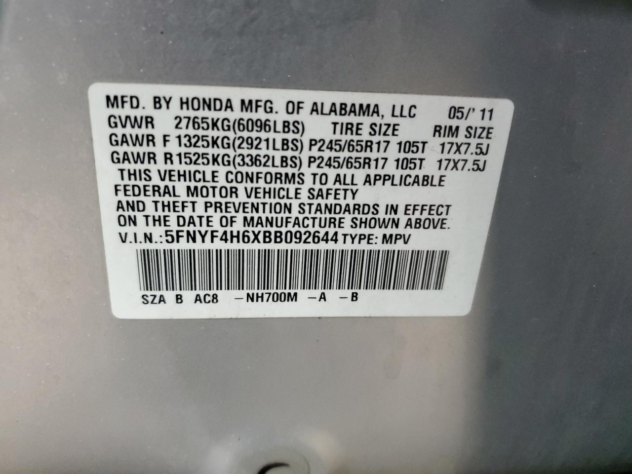2011 HONDA PILOT
