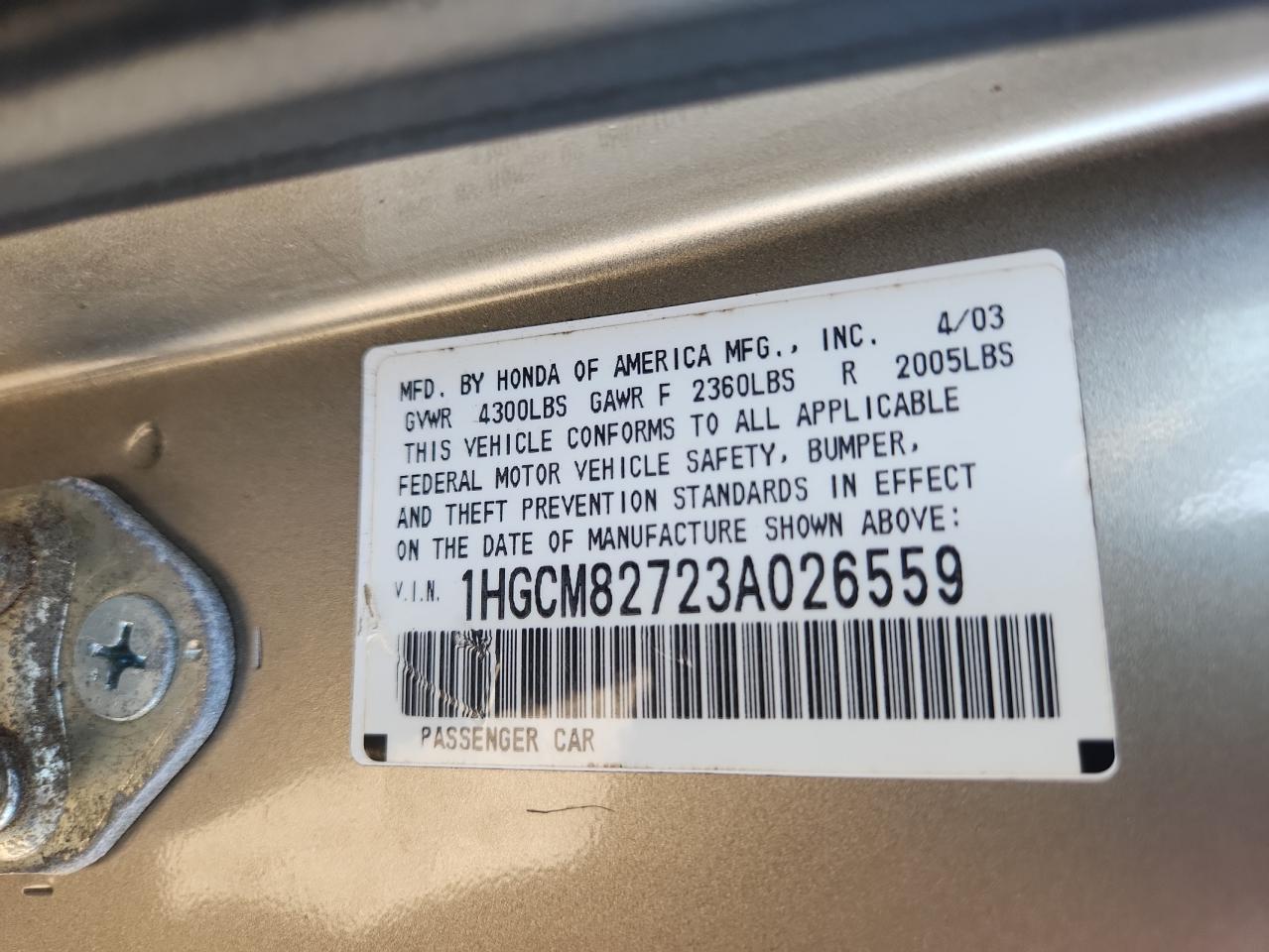 2003 HONDA ACCORD