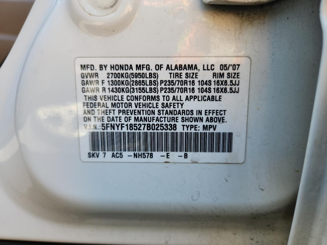 2007 HONDA PILOT