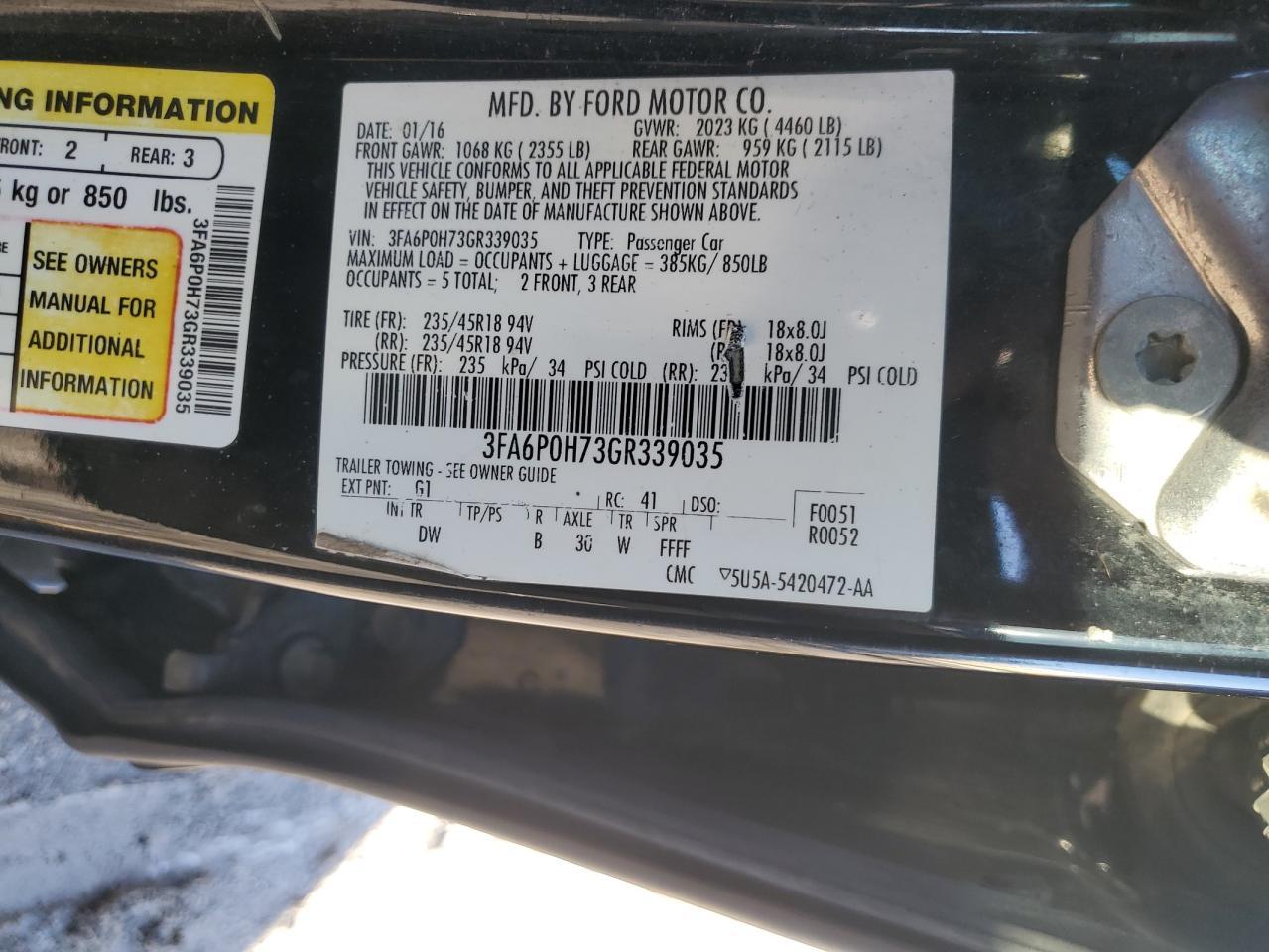 2016 FORD FUSION