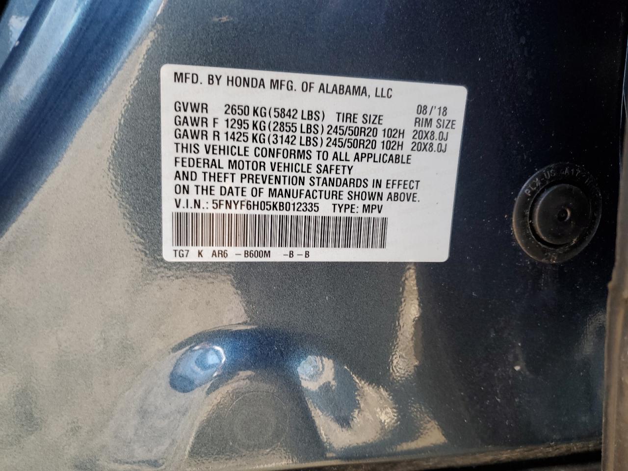 2019 HONDA PILOT