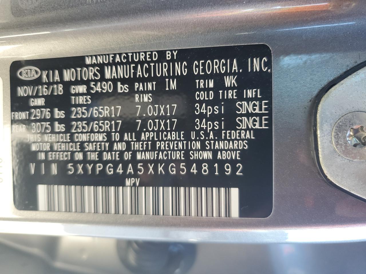 2019 KIA SORENTO