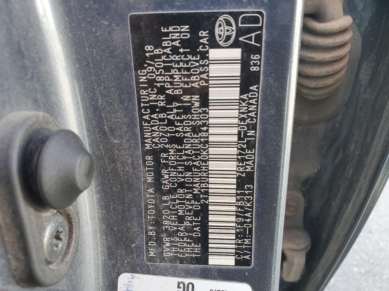 2019 TOYOTA COROLLA
