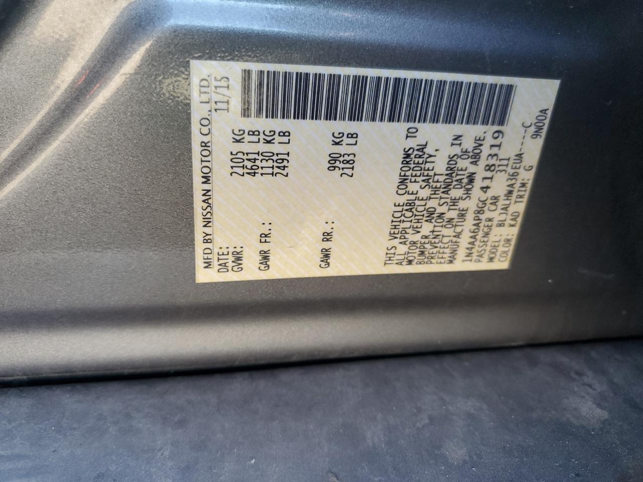 2016 NISSAN Maxima