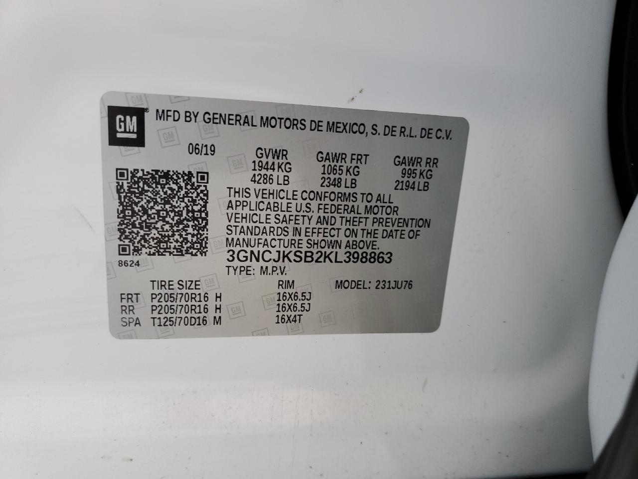 2019 CHEVROLET TRAX