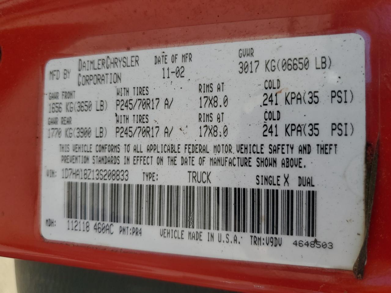 2003 DODGE RAM 1500