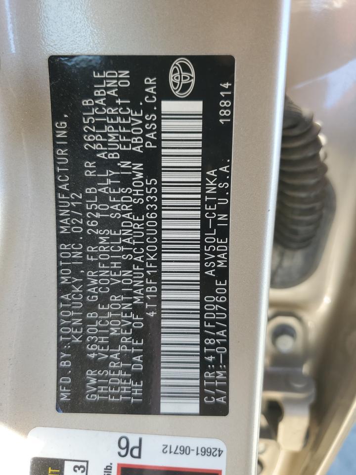 2012 TOYOTA CAMRY
