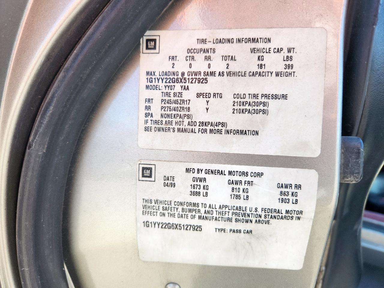 1999 CHEVROLET CORVETTE