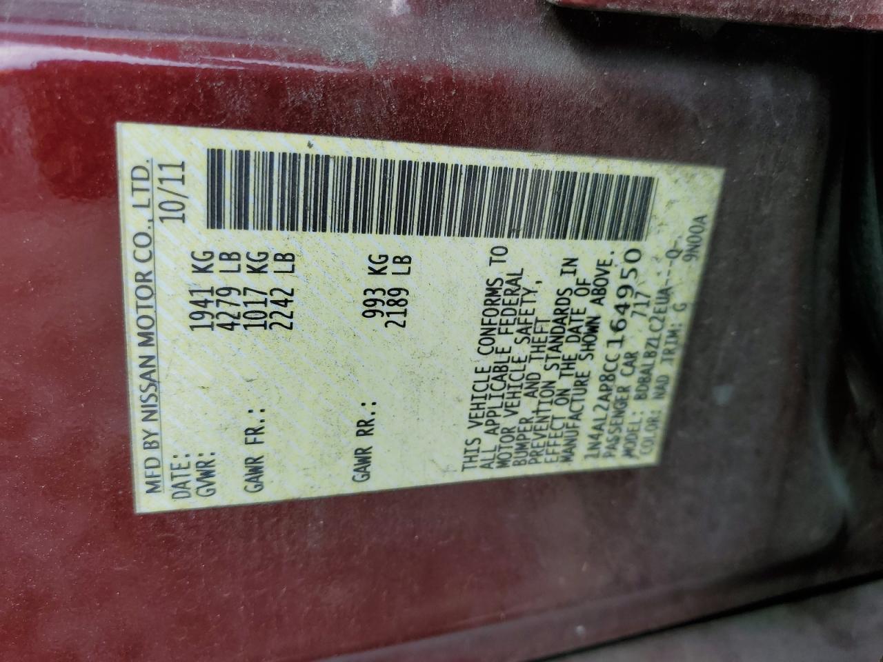 2012 NISSAN ALTIMA