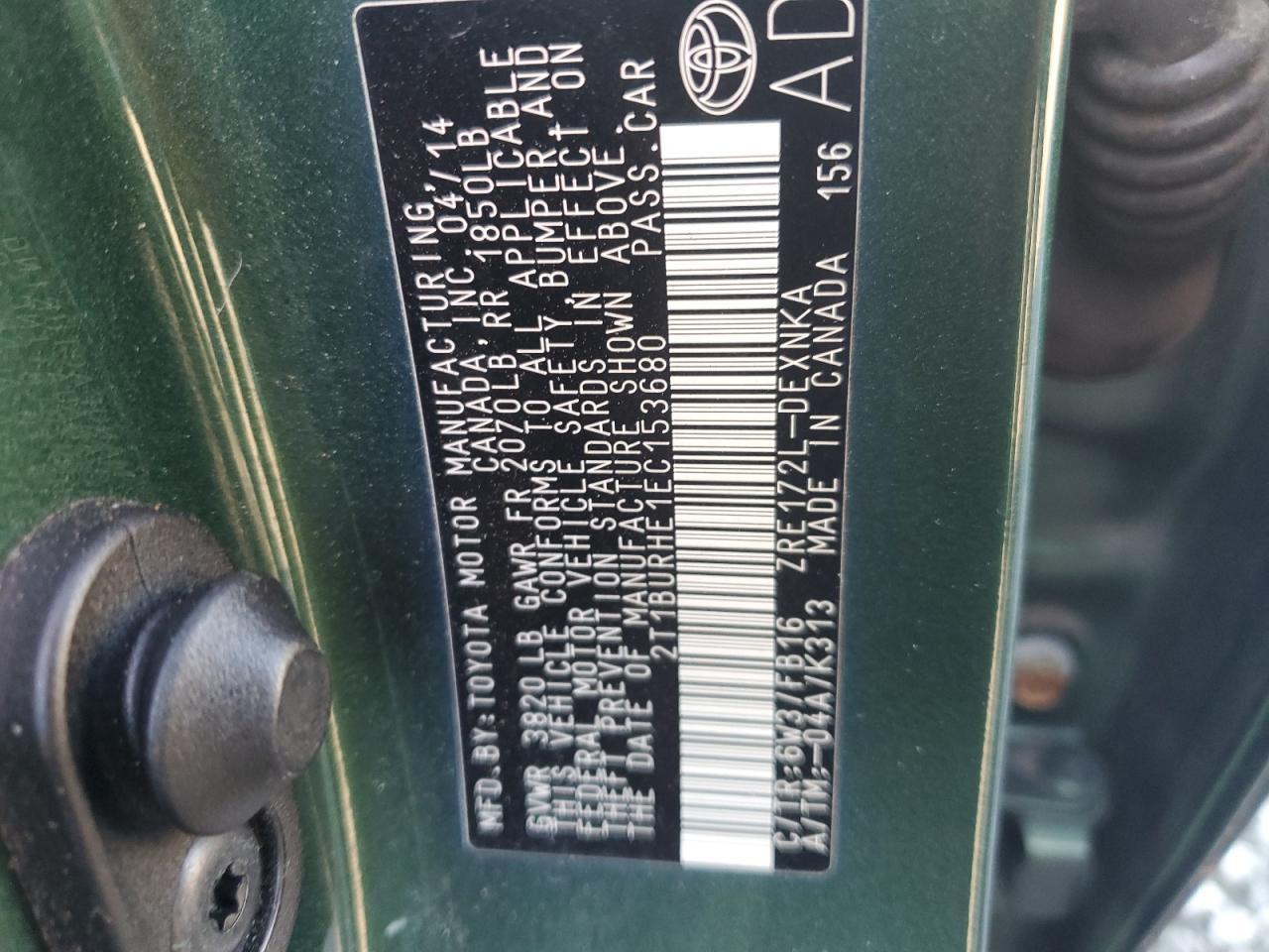 2014 TOYOTA COROLLA