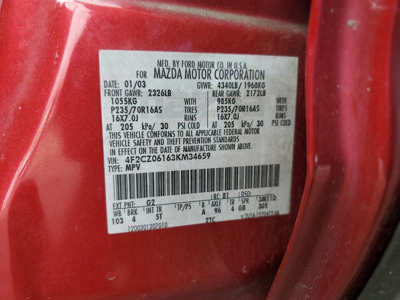 2003 MAZDA Tribute