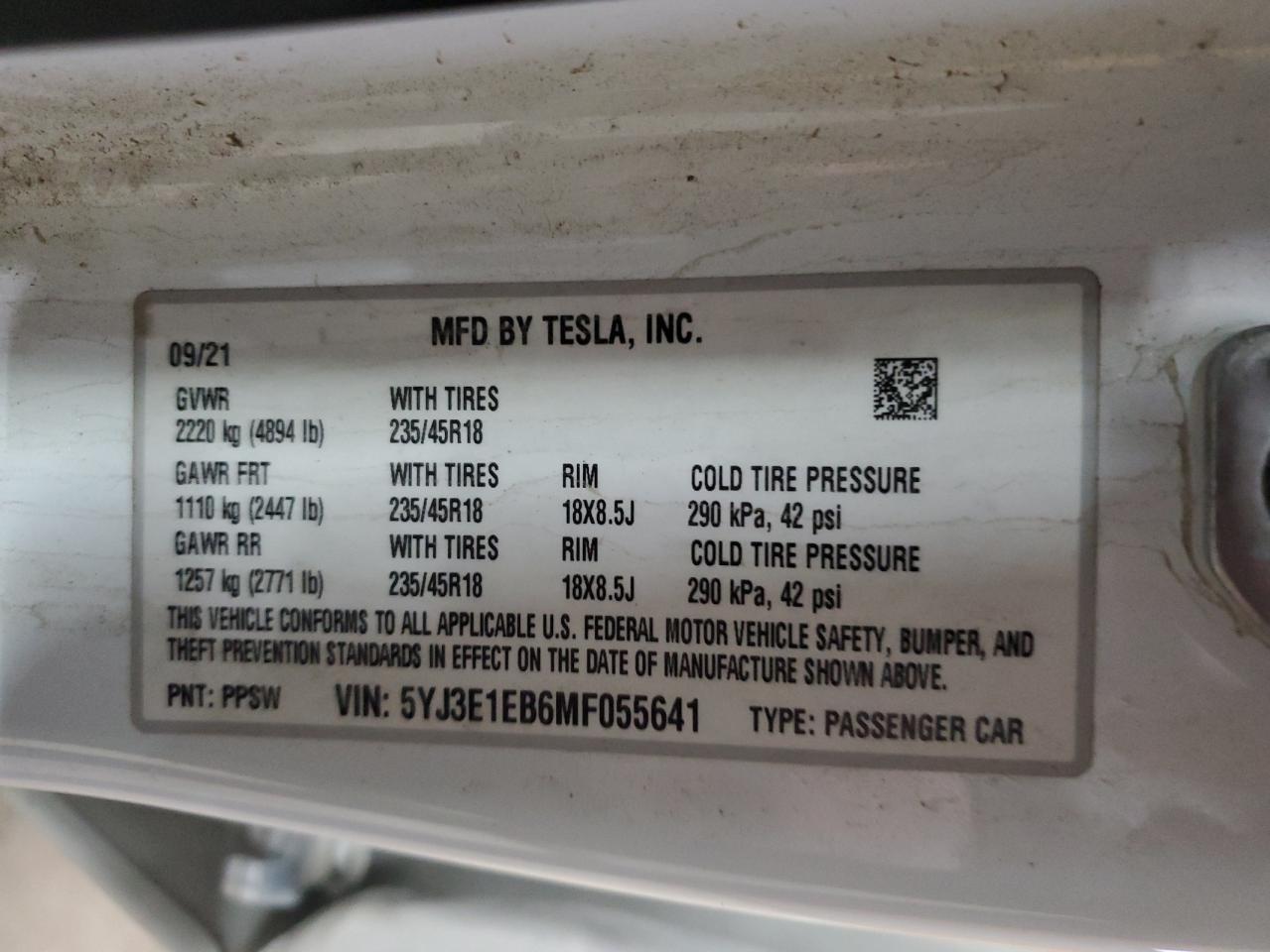 2021 TESLA MODEL 3