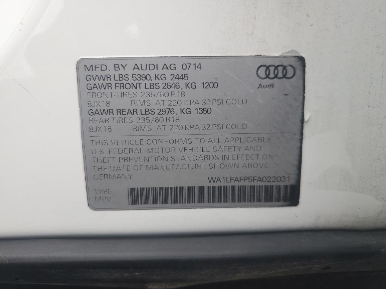 2015 AUDI Q5