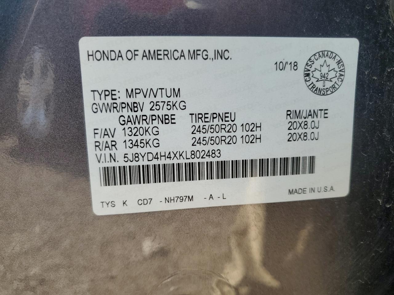 2019 ACURA MDX