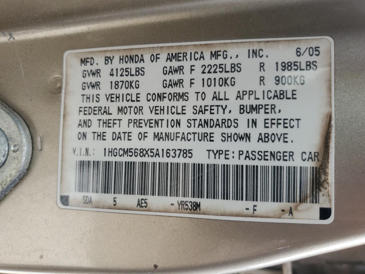 2005 HONDA ACCORD