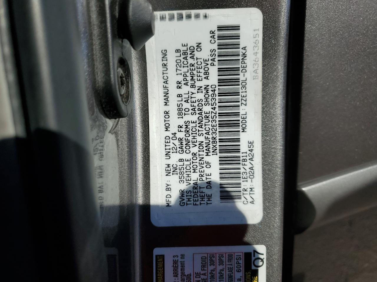 2005 TOYOTA COROLLA