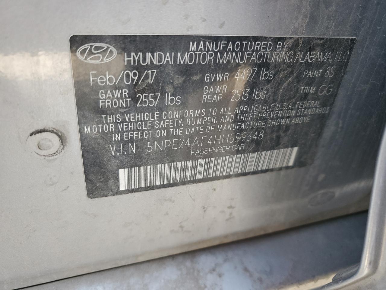2017 HYUNDAI SONATA
