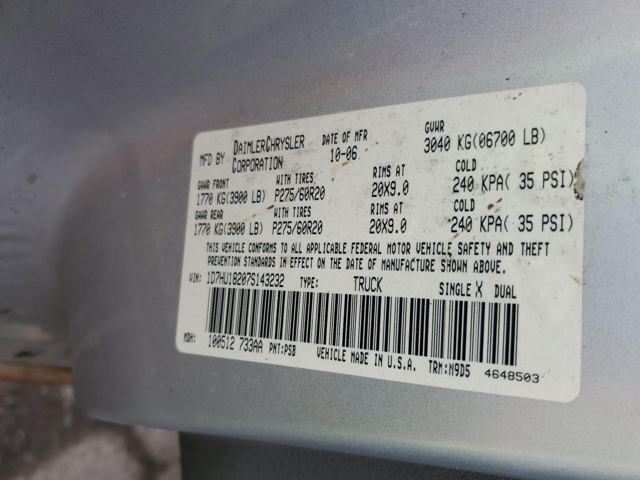 2007 DODGE RAM 1500