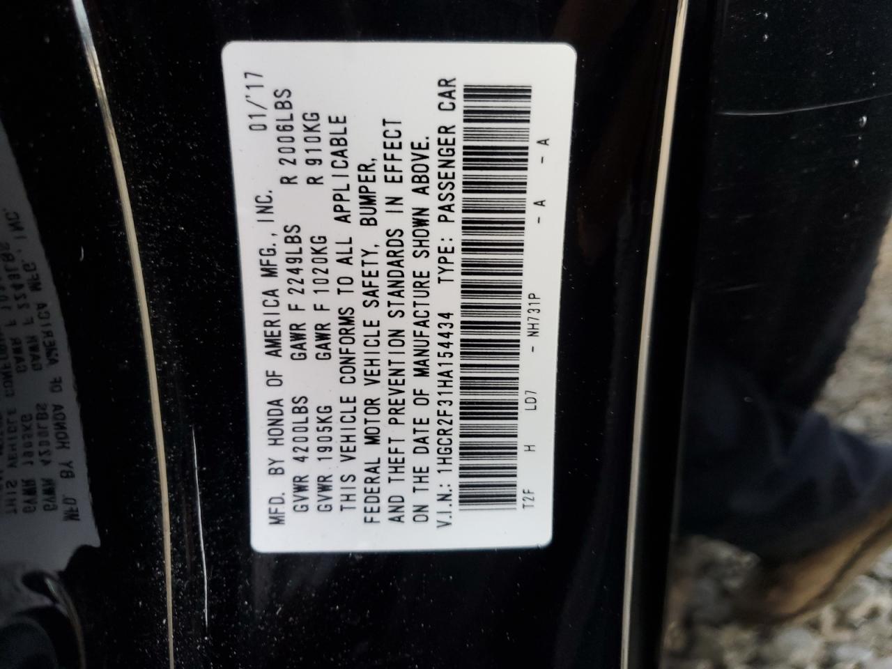 2017 HONDA ACCORD