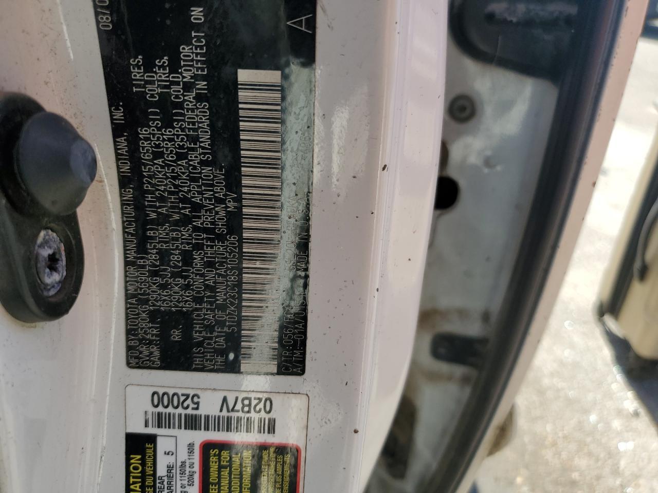 2008 TOYOTA SIENNA