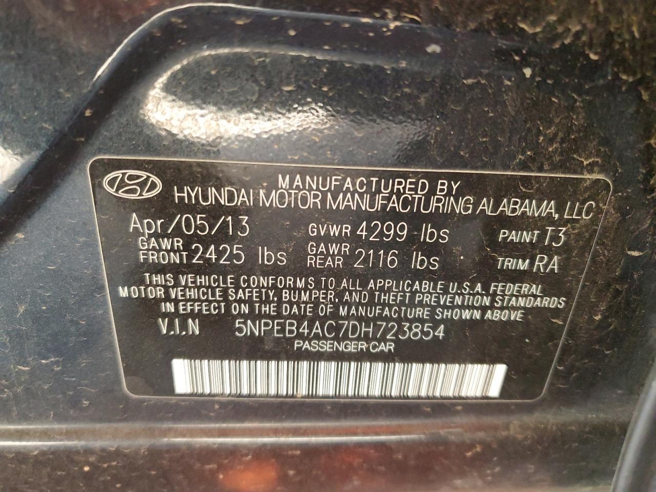 2013 HYUNDAI SONATA