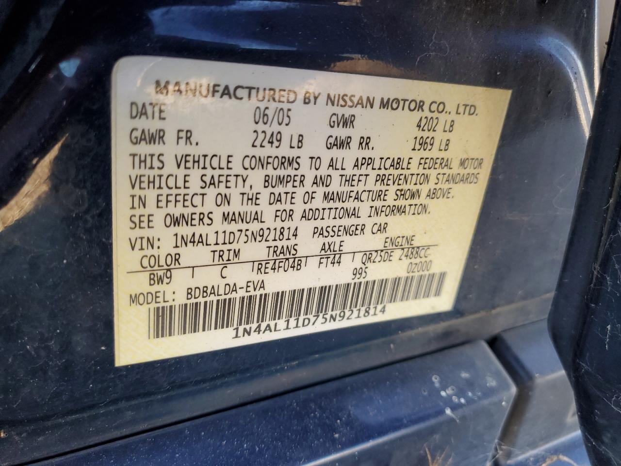2005 NISSAN ALTIMA