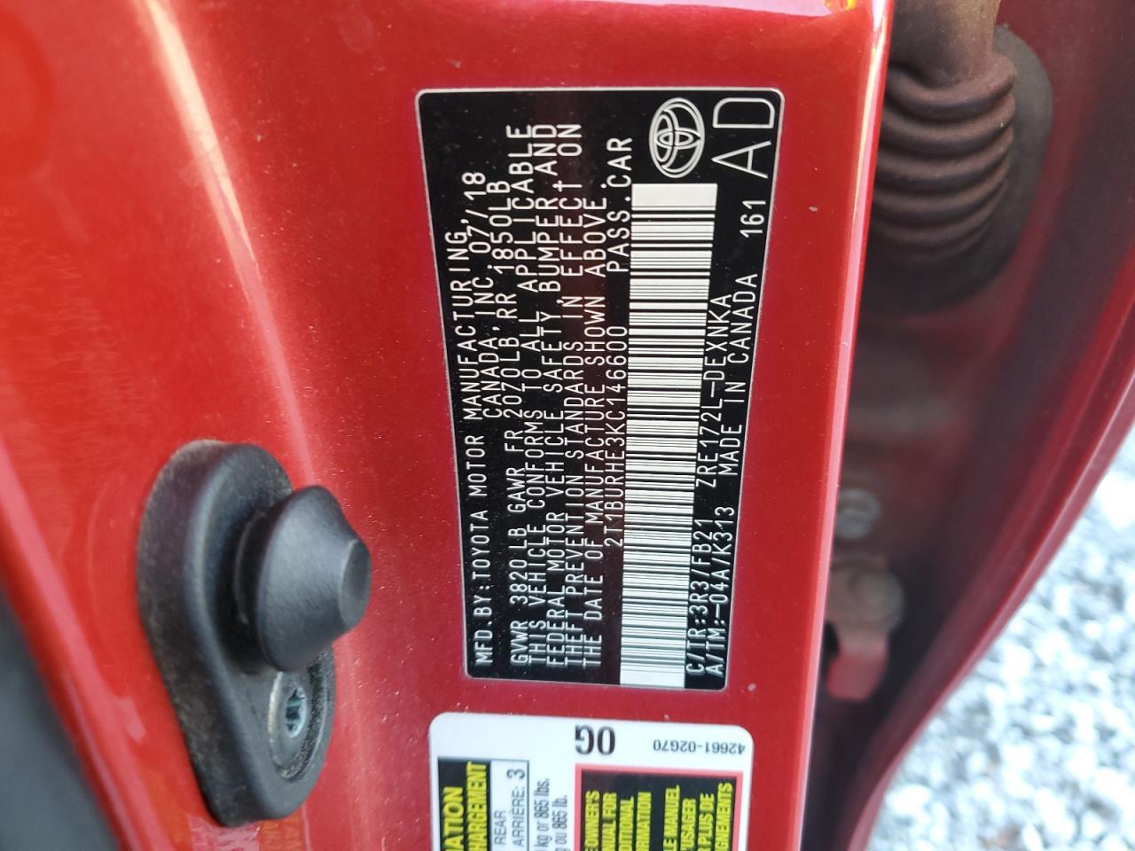 2019 TOYOTA COROLLA