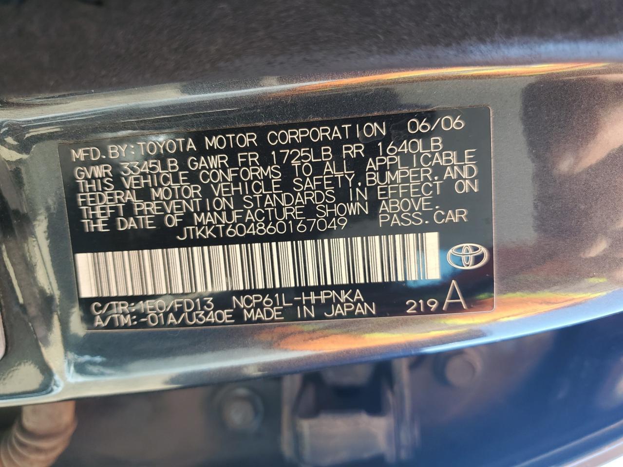 2006 TOYOTA SCION