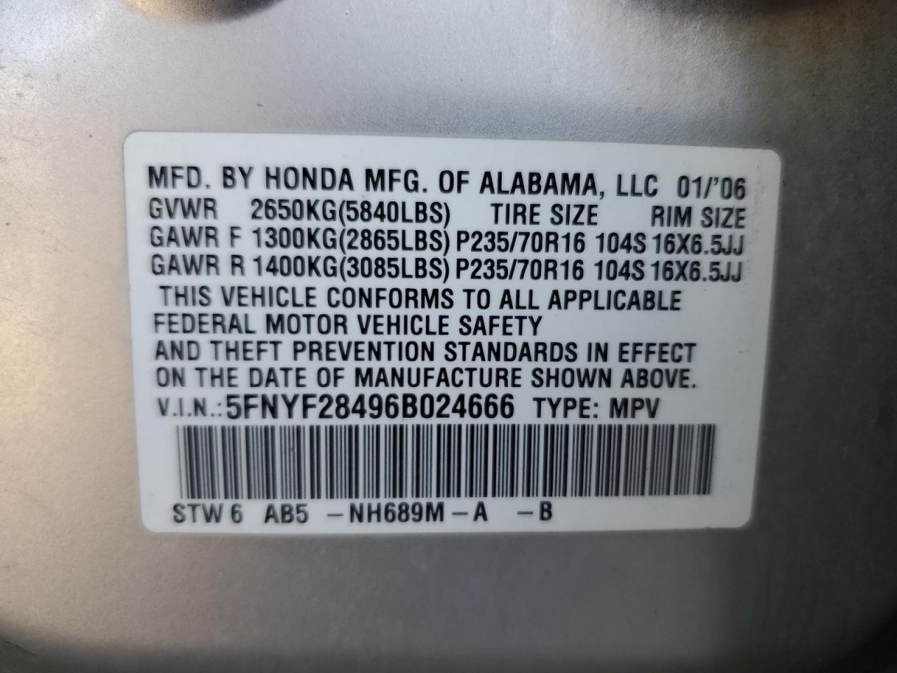 2006 HONDA PILOT