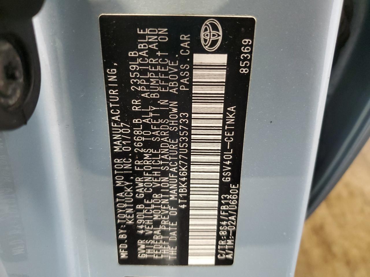 2007 TOYOTA CAMRY