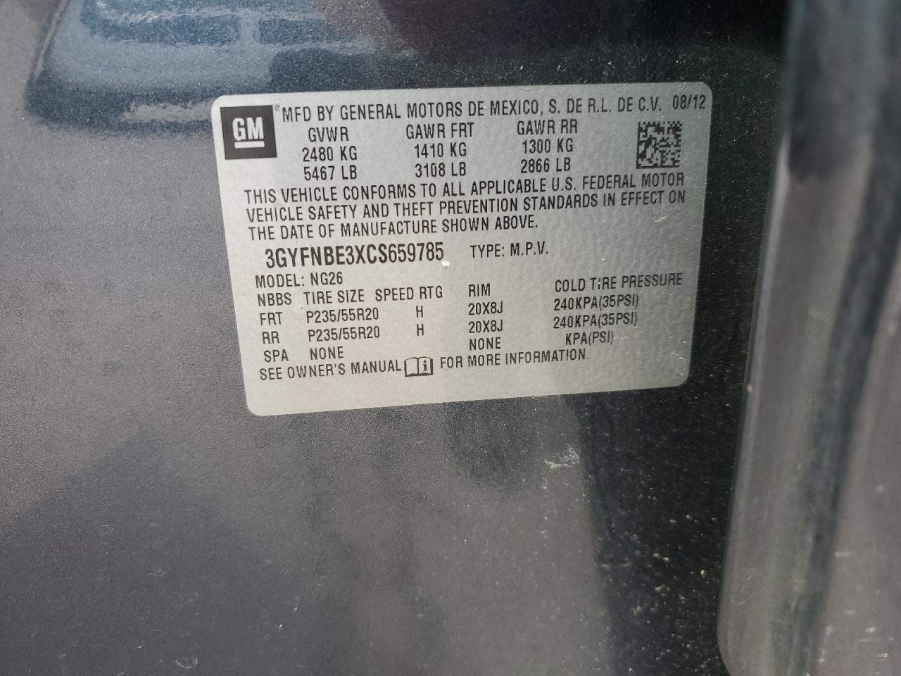 2012 CADILLAC SRX