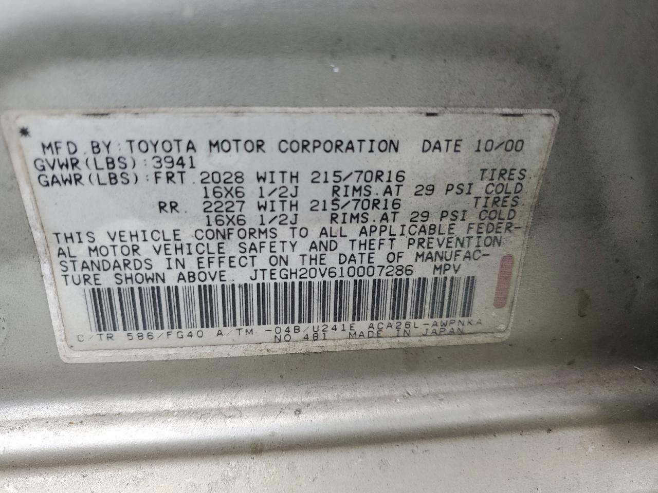 2001 TOYOTA RAV4
