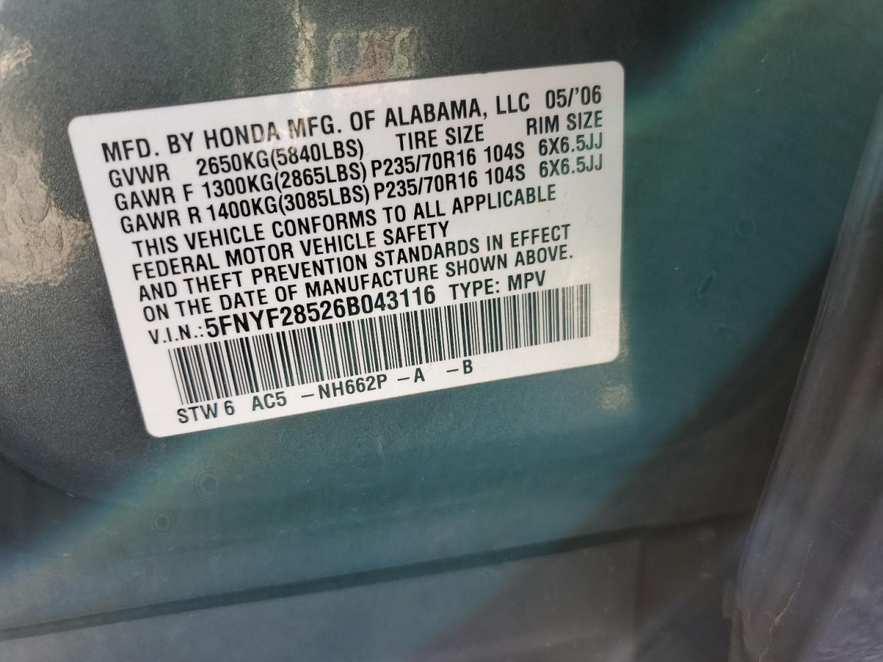 2006 HONDA PILOT