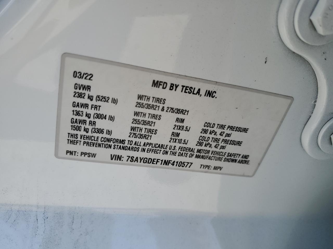 2022 TESLA MODEL Y
