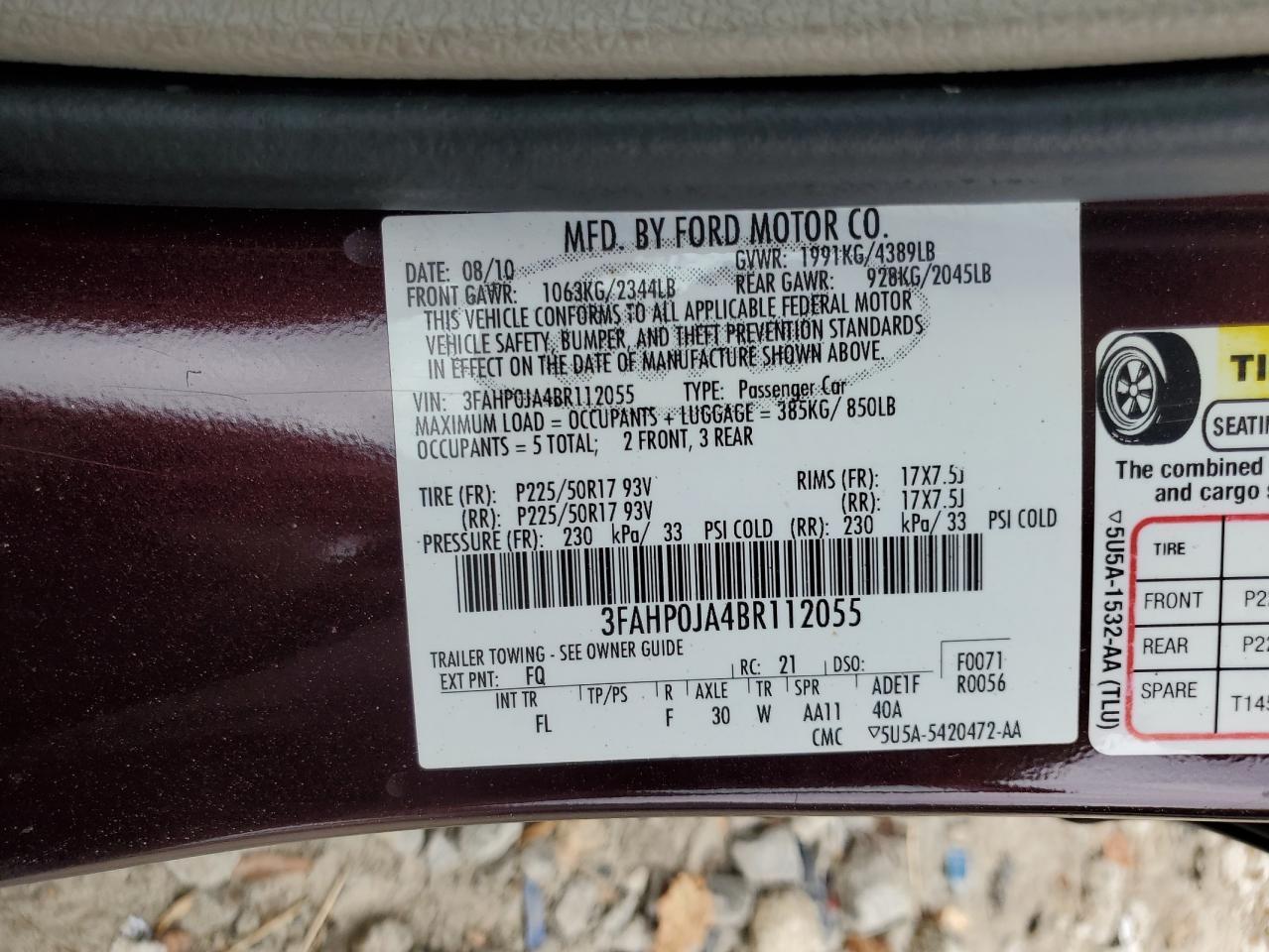 2011 FORD FUSION