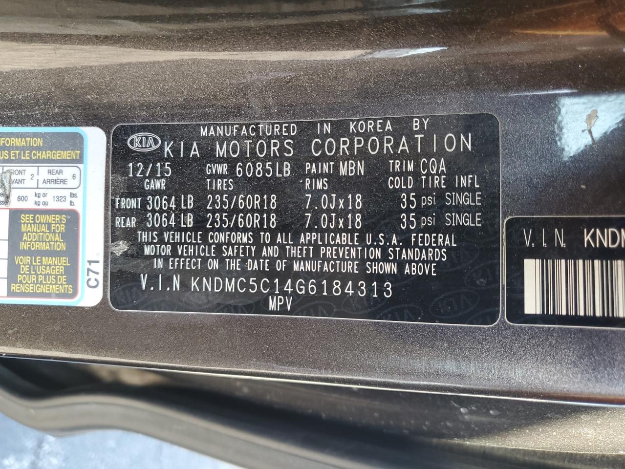 2016 KIA SEDONA