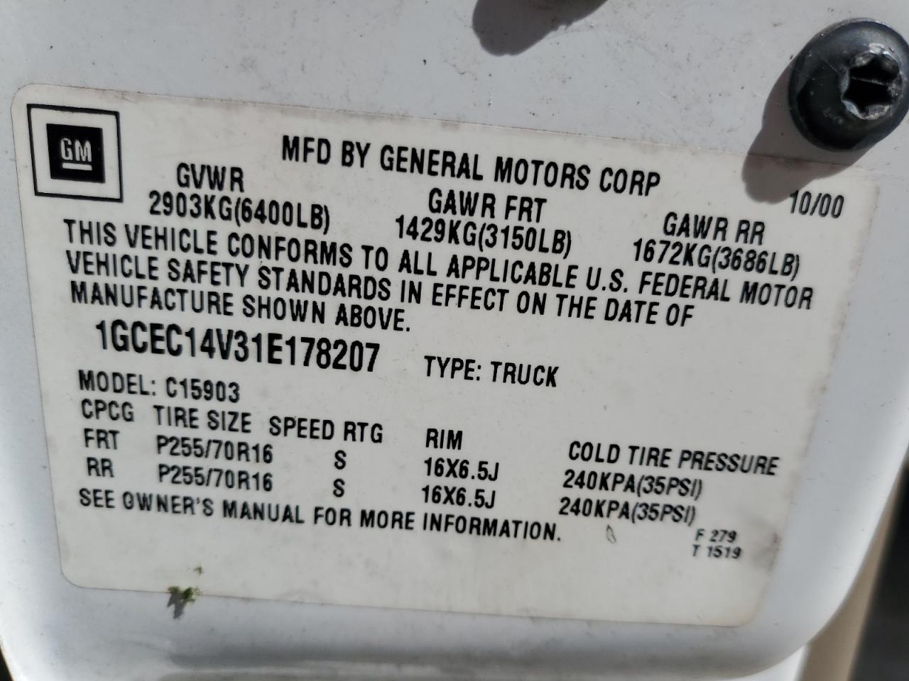 2001 CHEVROLET Silverado