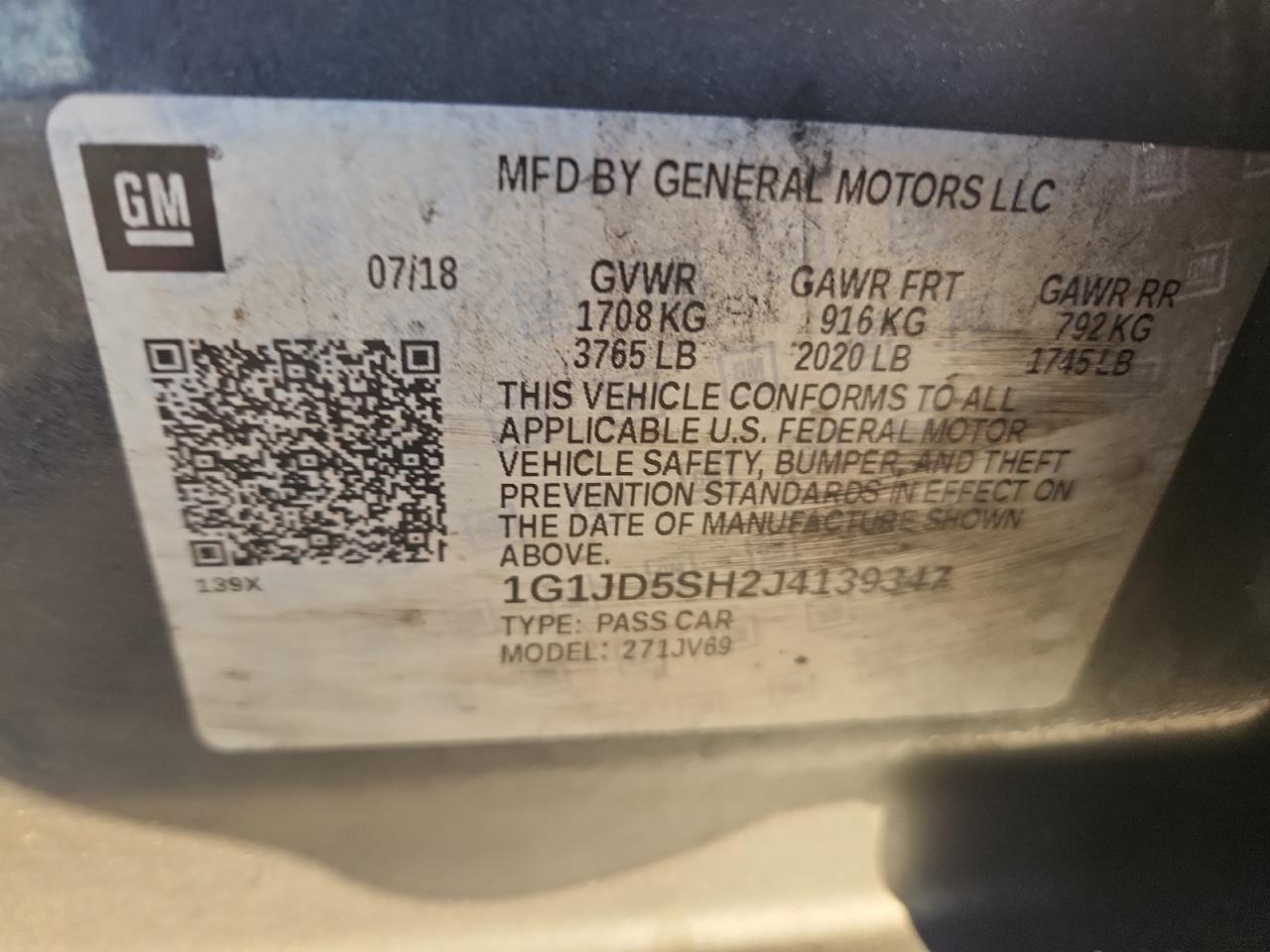 2018 CHEVROLET SONIC