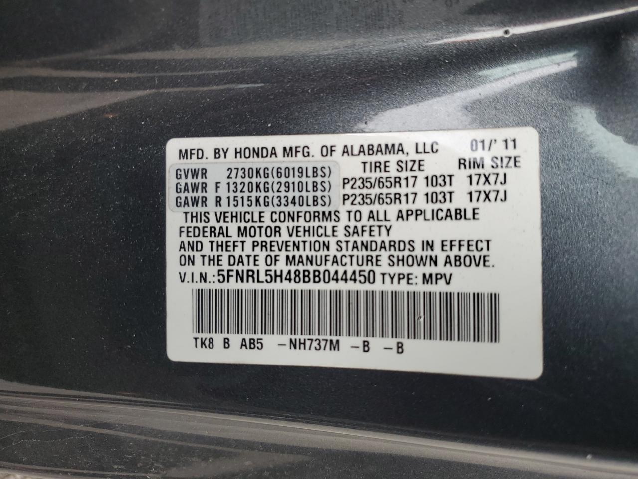 2011 HONDA ODYSSEY