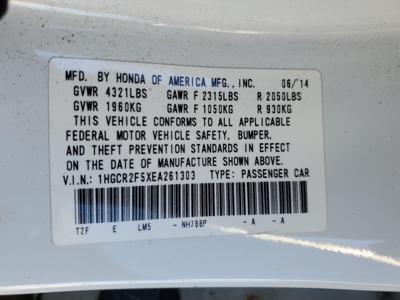 2014 HONDA ACCORD