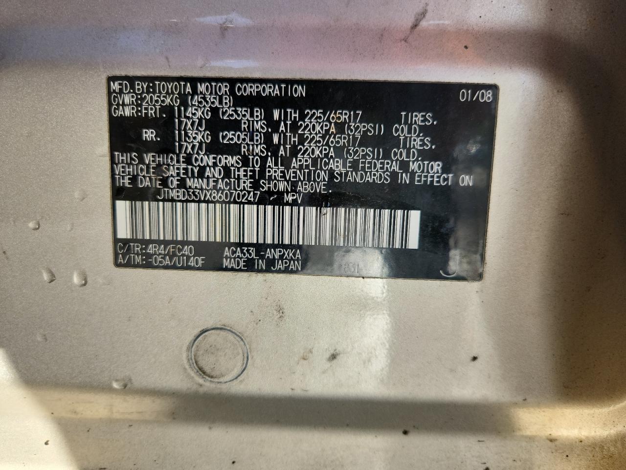 2008 TOYOTA RAV4