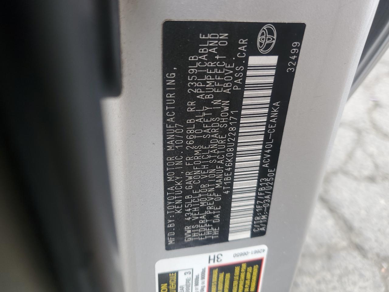 2008 TOYOTA CAMRY