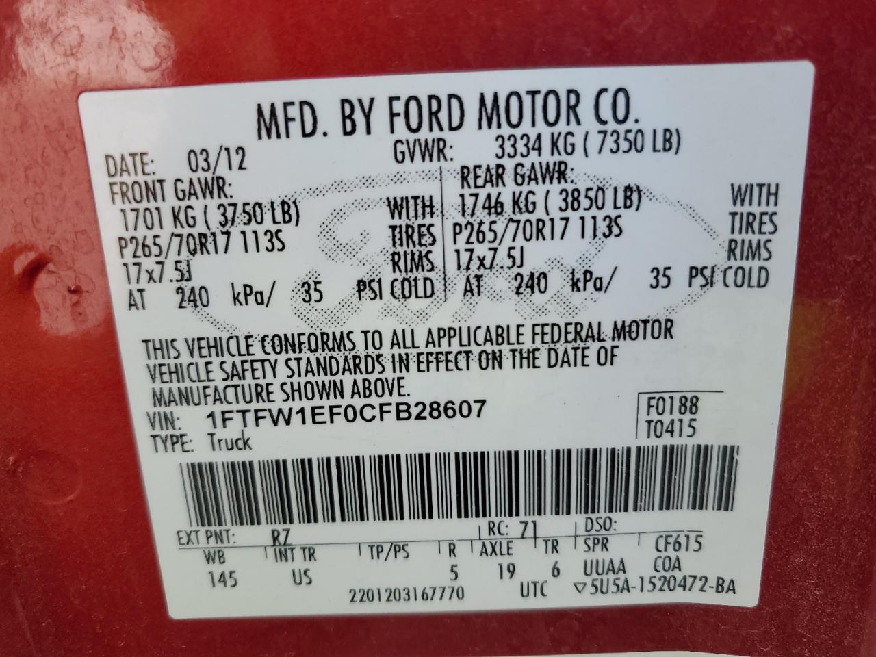 2012 FORD F-150